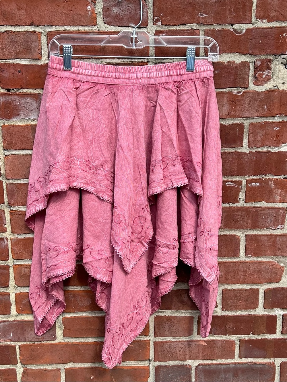 Women's Pink Handkerchief Hem Skirt